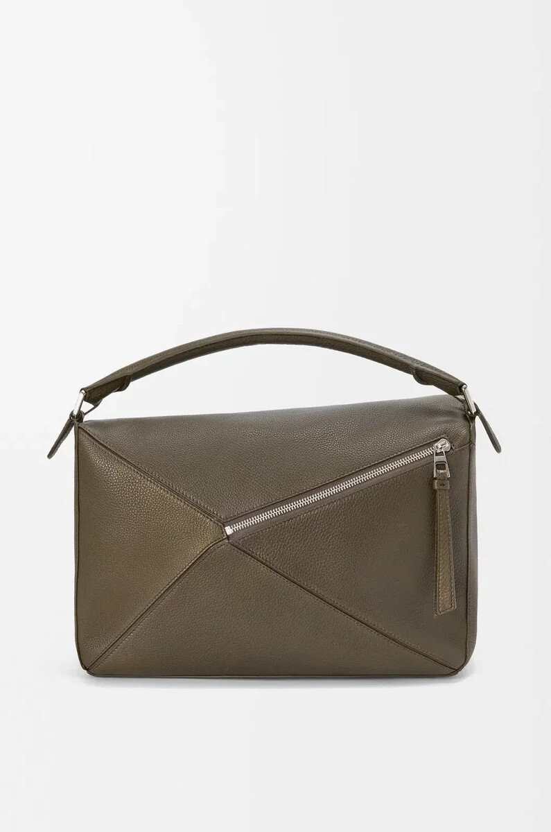 bolso puzzle grande en piel de becerro granulada flexible tundra