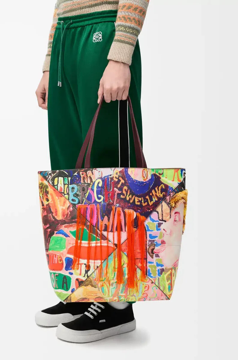 bolso tote plegable puzzle xl en piel de becerro clásica color burdeos oscuromulticolor