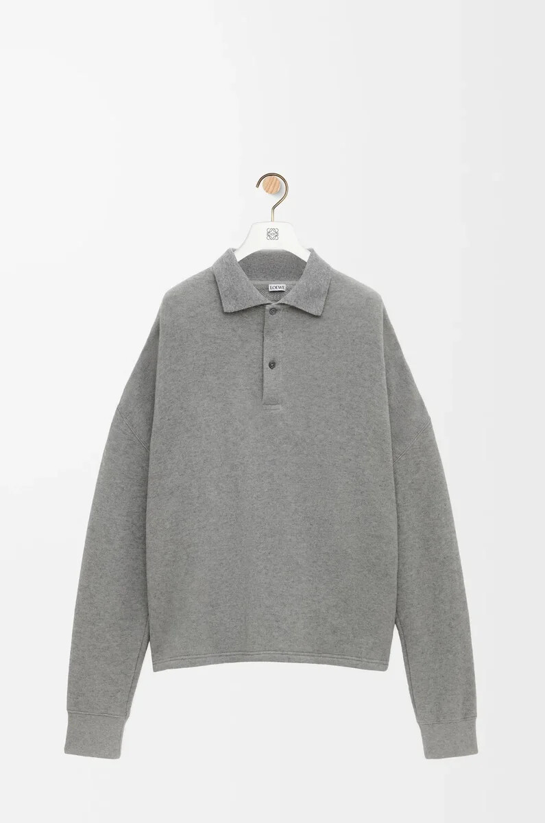 sudadera polo de algodón y cachemir gris plomo