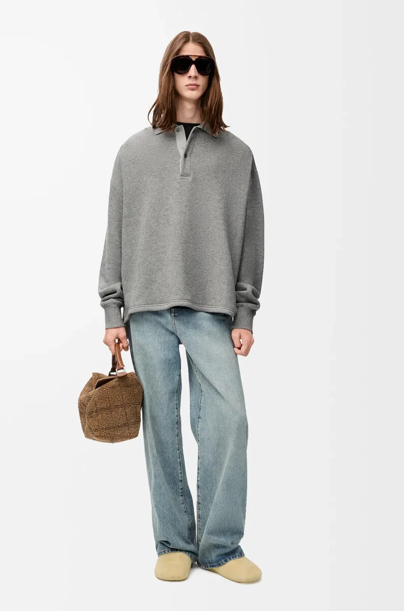 sudadera polo de algodón y cachemir gris plomo