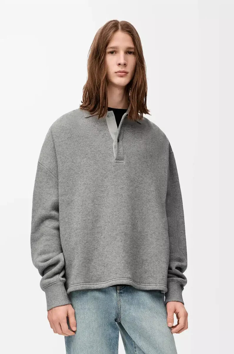 sudadera polo de algodón y cachemir gris plomo