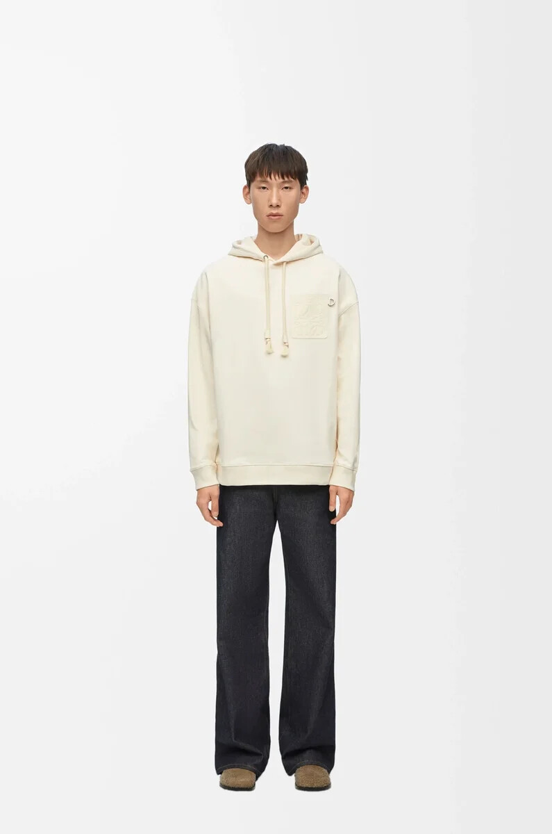 sudadera con capucha de corte relajado en algodón color blanco ceniza