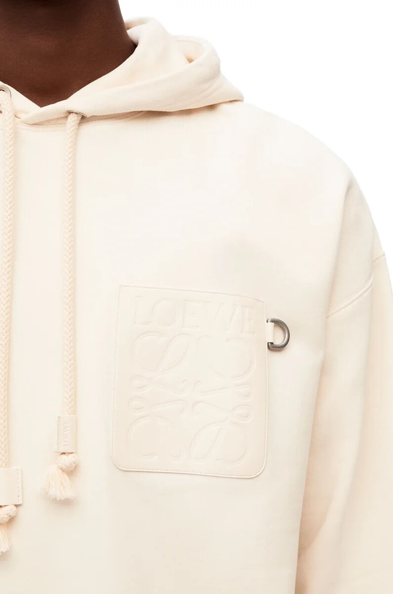 sudadera con capucha de corte relajado en algodón color blanco ceniza