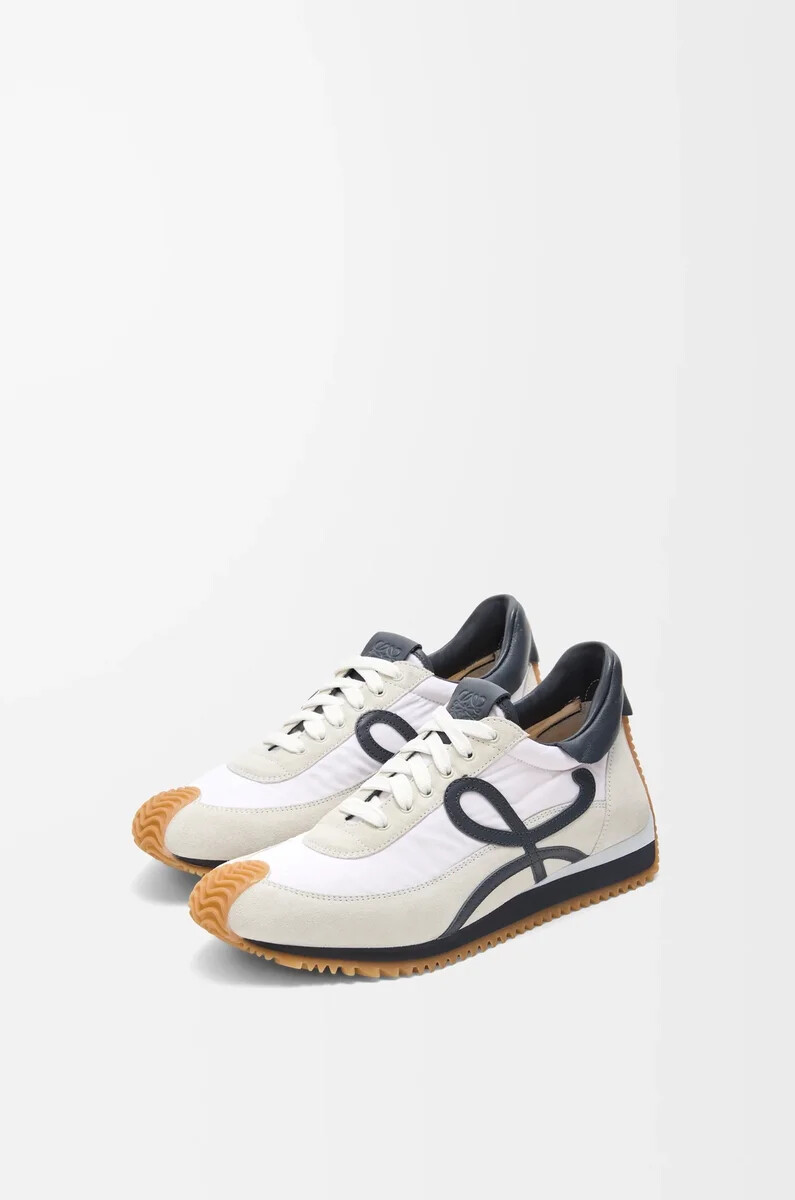 flow runner en nailon y ante azul antracitablanco
