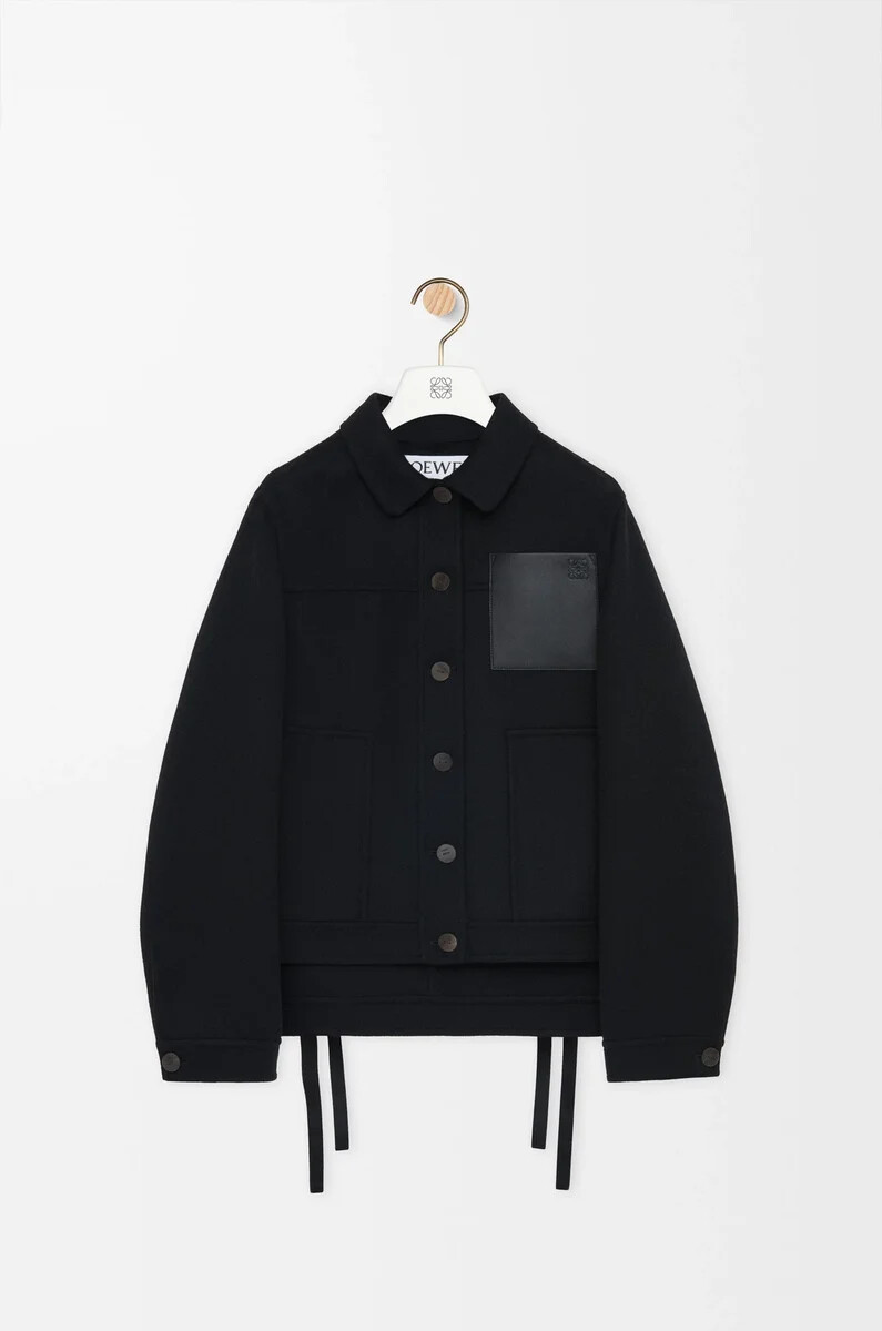 chaqueta de trabajo de lana y cachemira negra