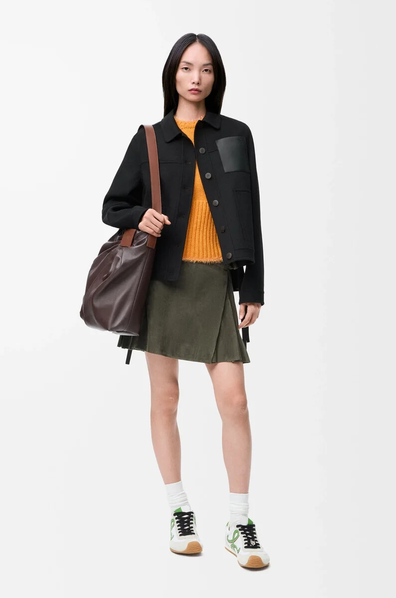 chaqueta de trabajo de lana y cachemira negra