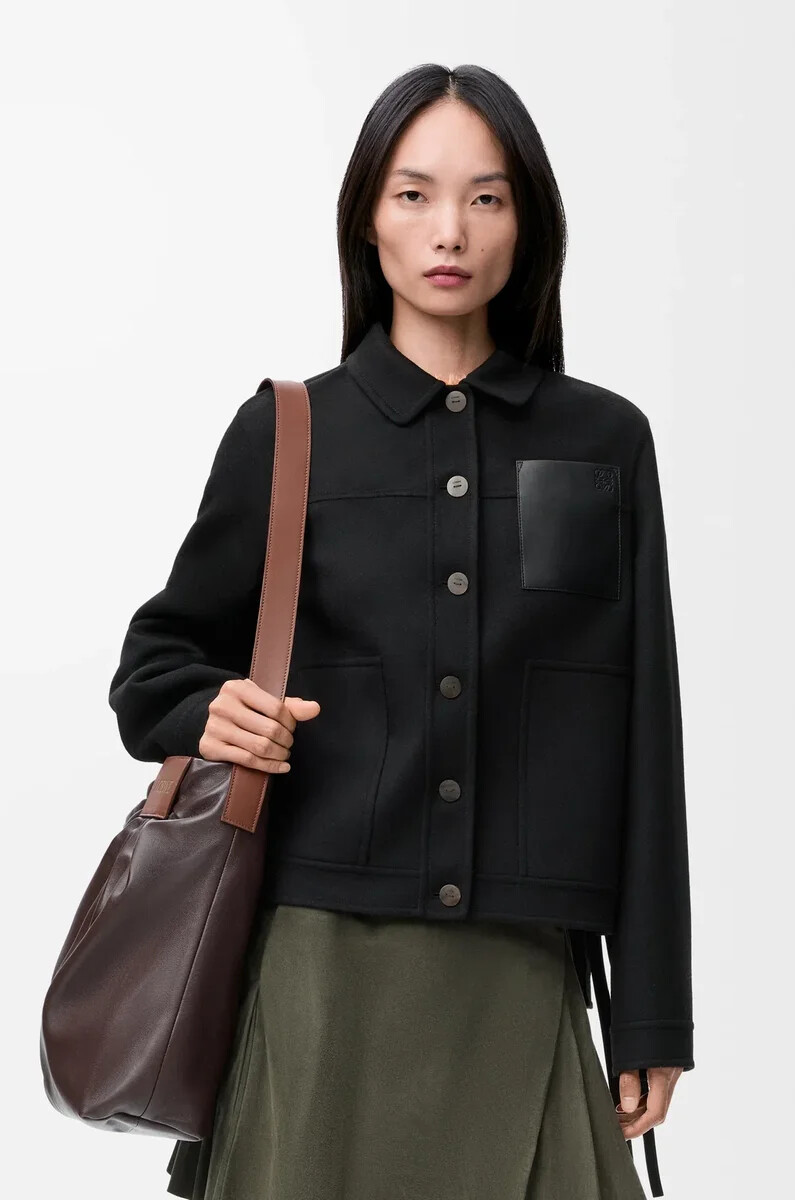 chaqueta de trabajo de lana y cachemira negra