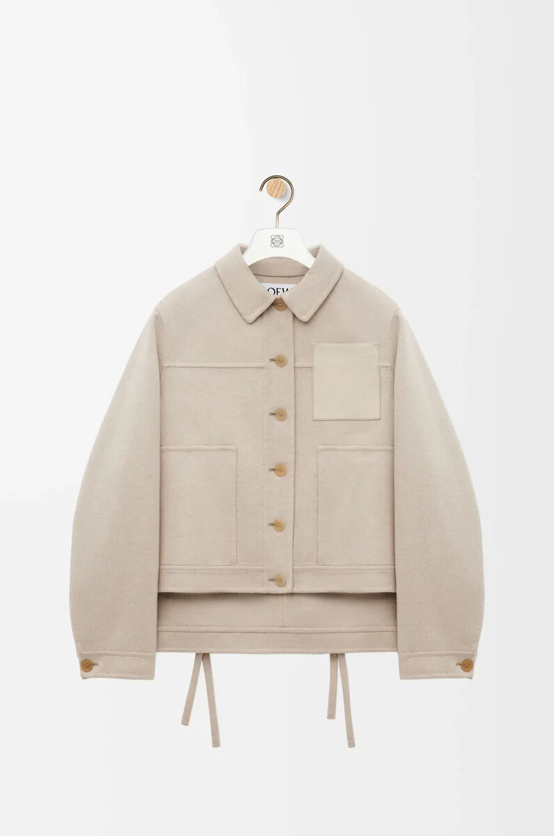 chaqueta de trabajo de lana y cachemira beige claro melange