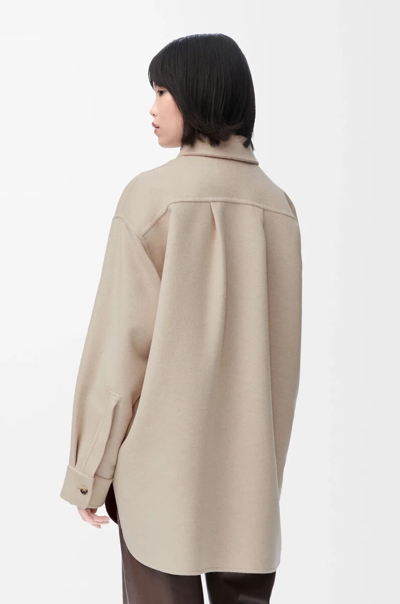 sobrecamisa de lana y cachemira beige claro melange