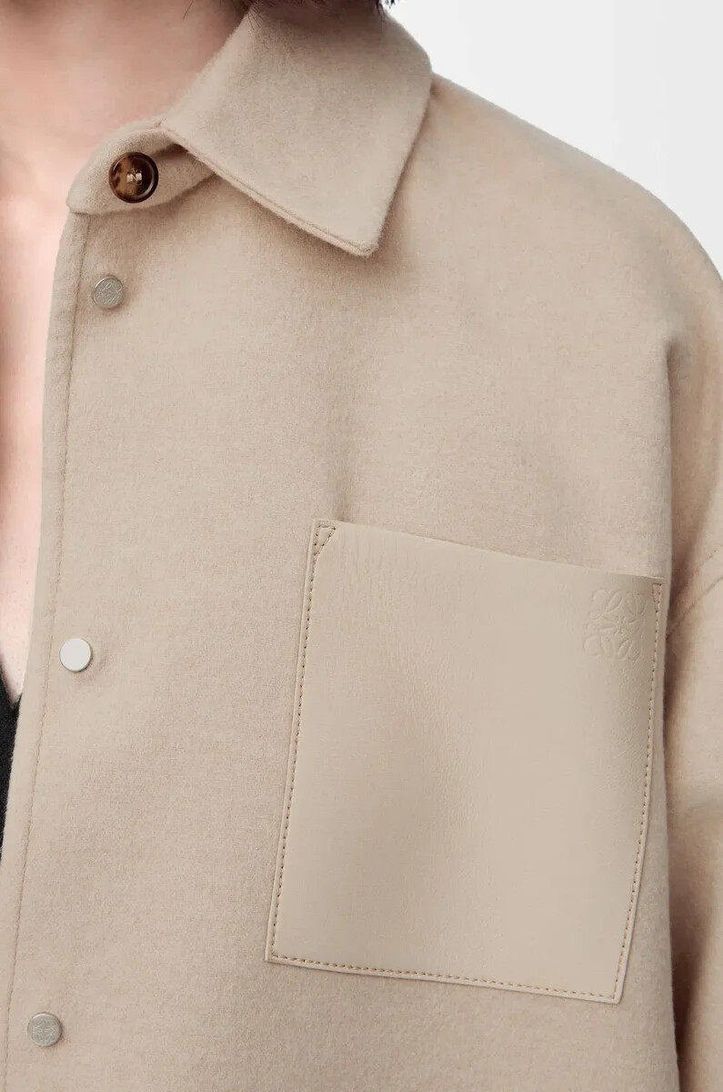 sobrecamisa de lana y cachemira beige claro melange