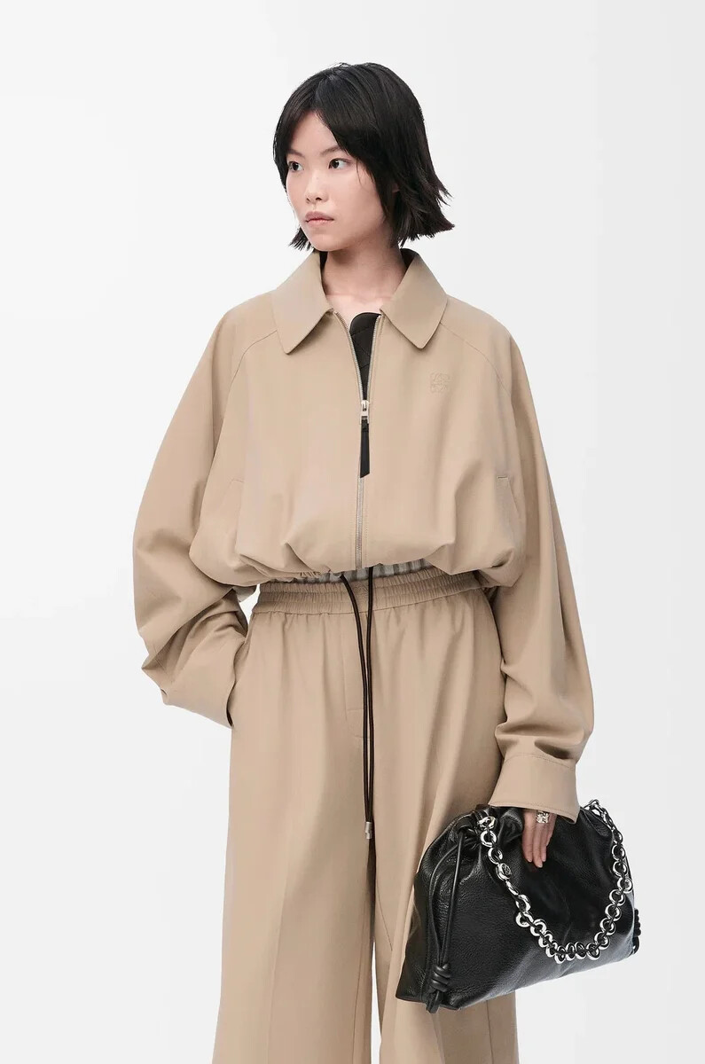 chaqueta globo en algodón beige