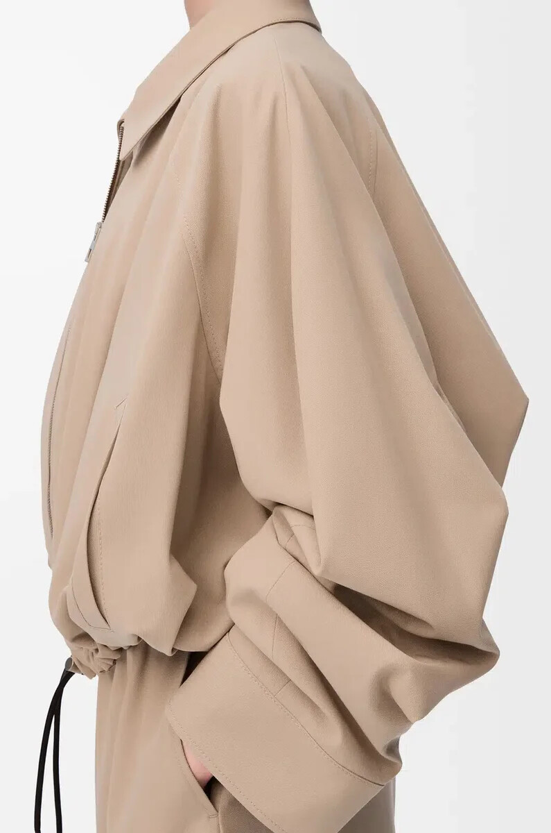 chaqueta globo en algodón beige
