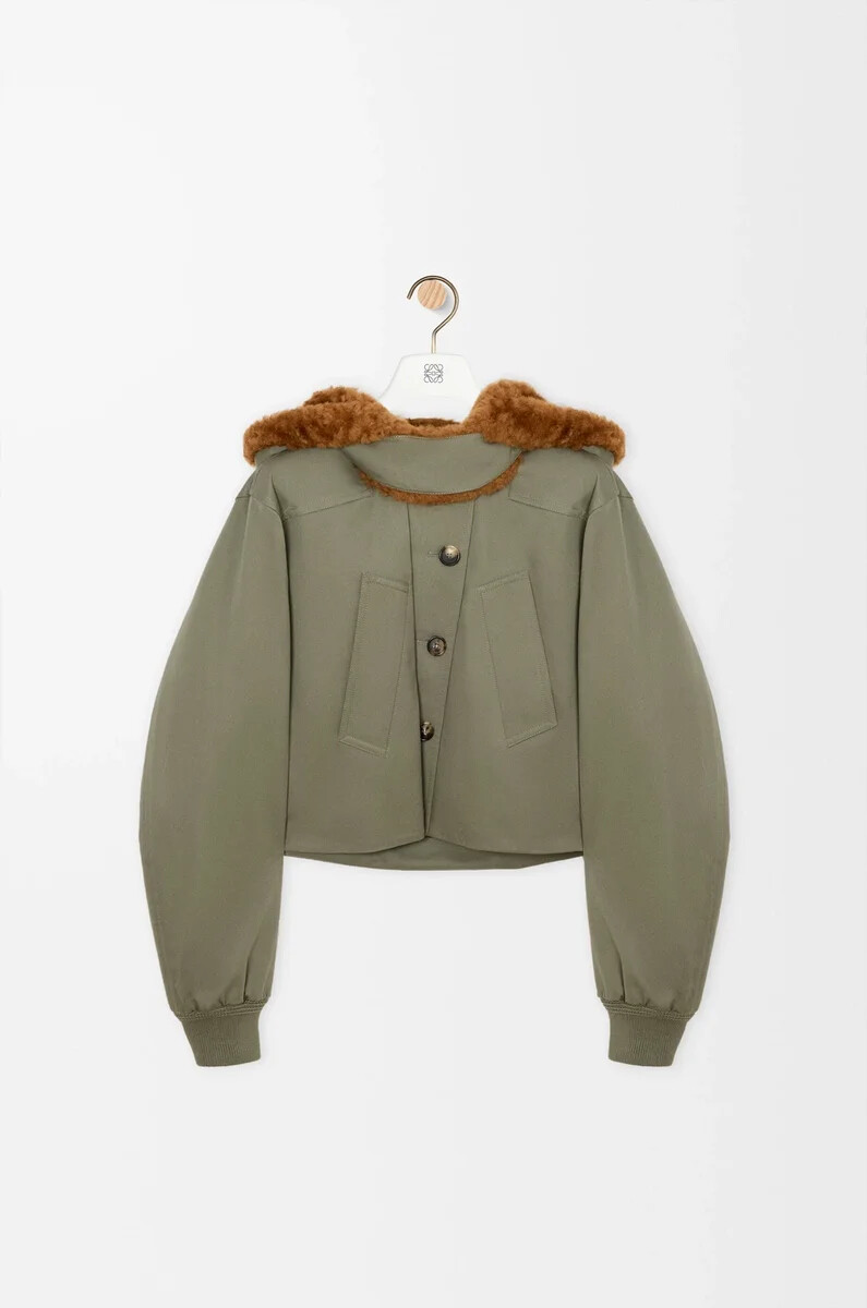parka corta en algodón verde caqui