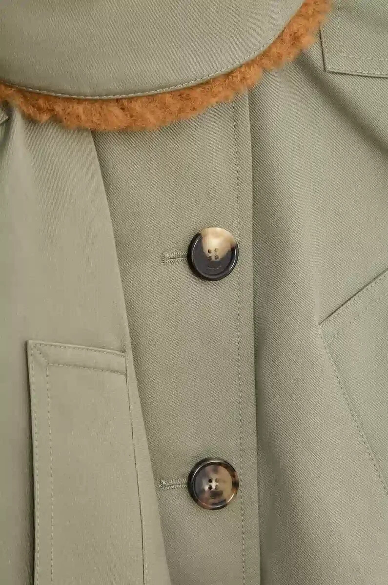parka corta en algodón verde caqui