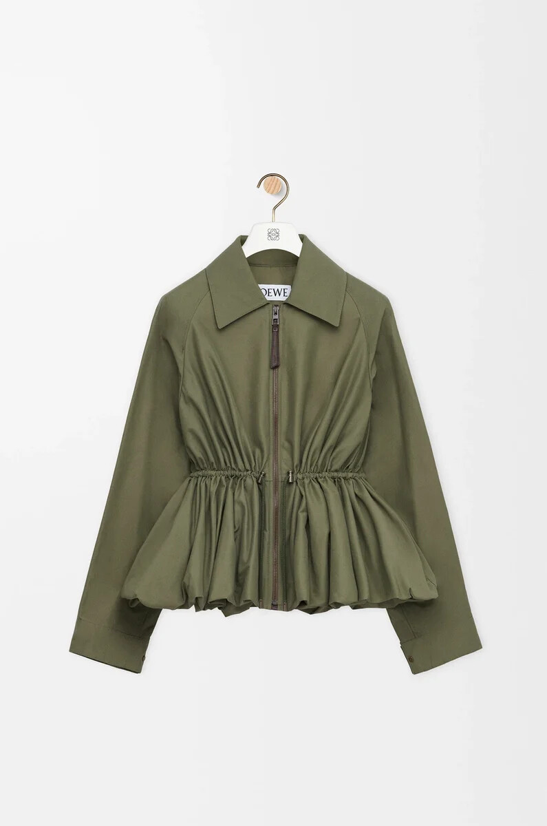 chaqueta en mezcla de algodón verde caqui