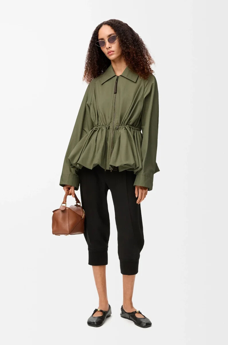 chaqueta en mezcla de algodón verde caqui