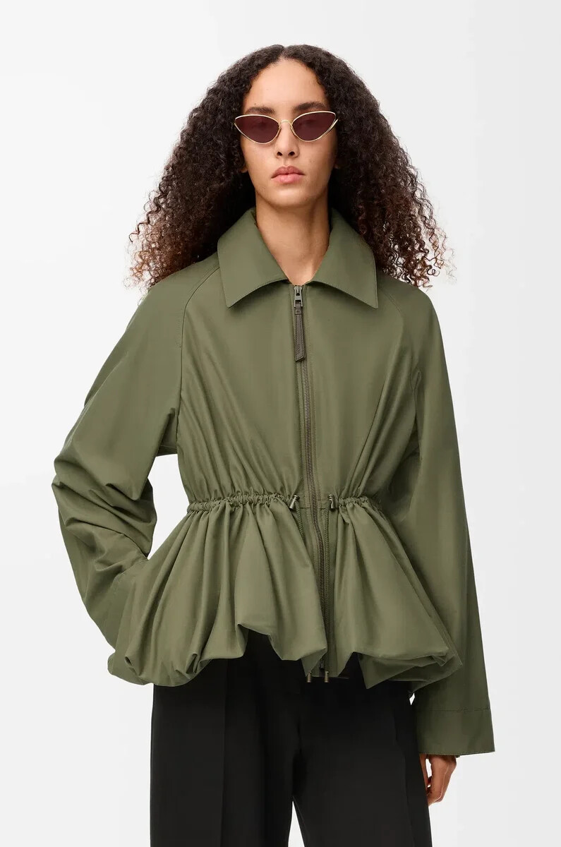 chaqueta en mezcla de algodón verde caqui