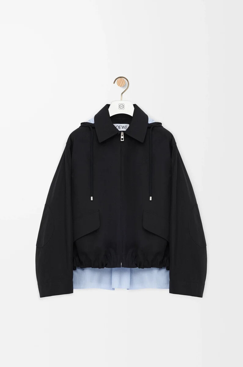 parka con capucha de algodón negro