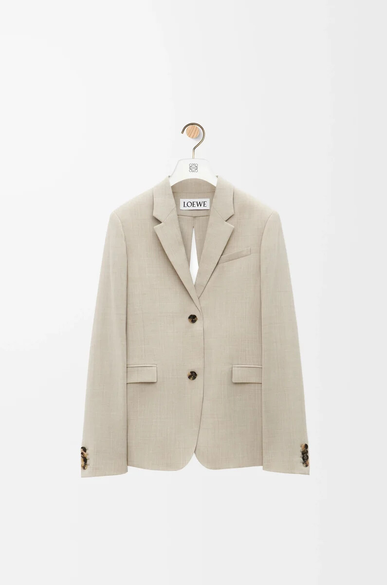 chaqueta sastre de lana beige claro melange