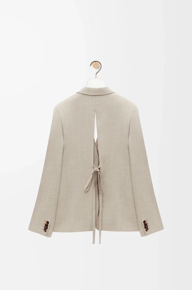 chaqueta sastre de lana beige claro melange