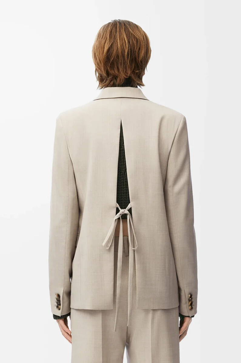 chaqueta sastre de lana beige claro melange