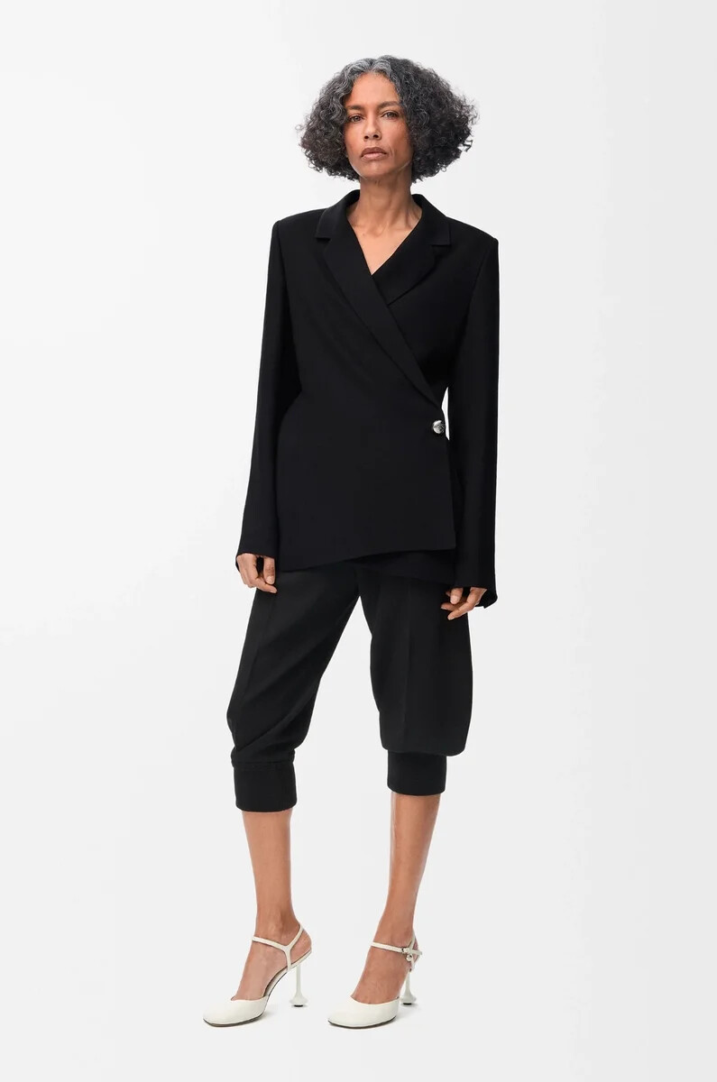 chaqueta en mezcla de viscosa elástica negra