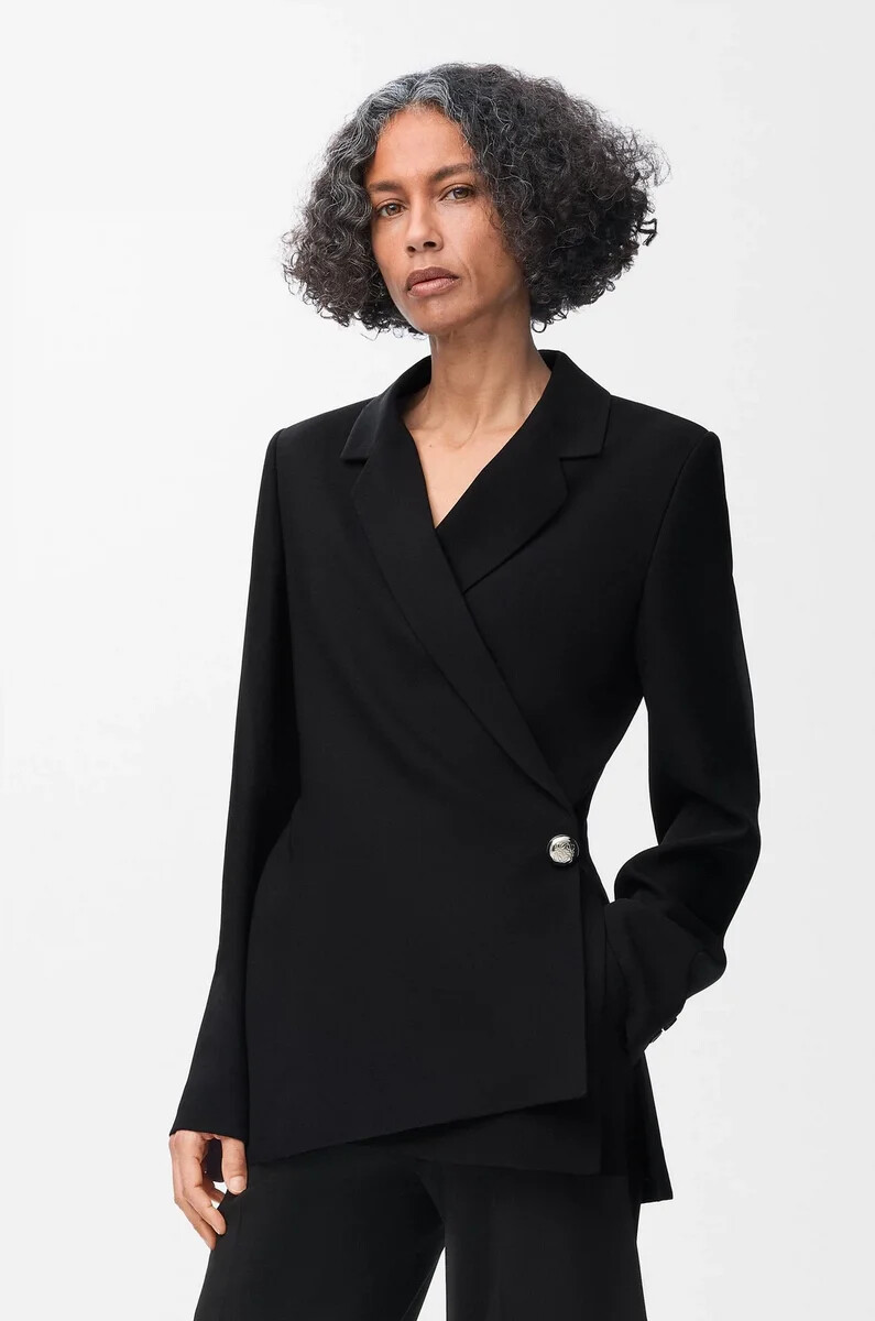 chaqueta en mezcla de viscosa elástica negra