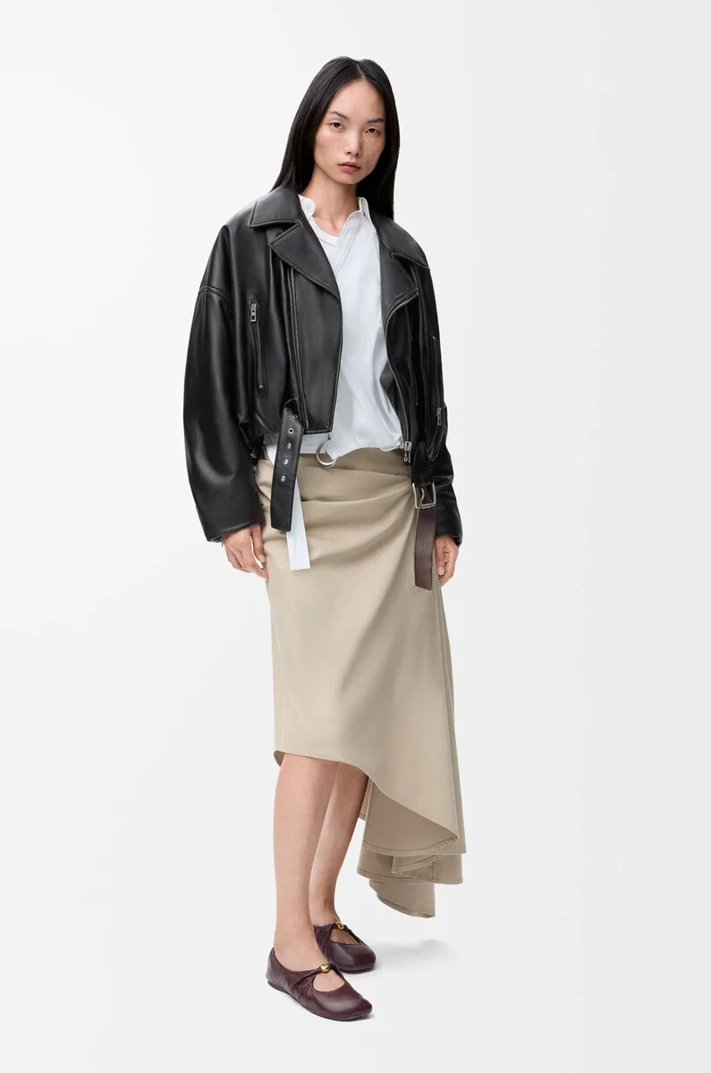 chaqueta biker de piel de cordero napa negra