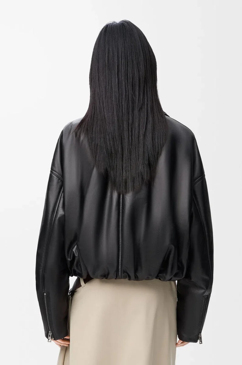 chaqueta biker de piel de cordero napa negra
