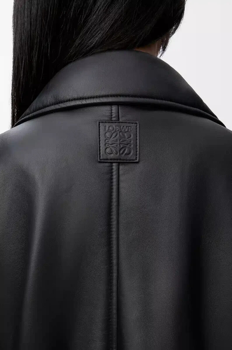 chaqueta biker de piel de cordero napa negra