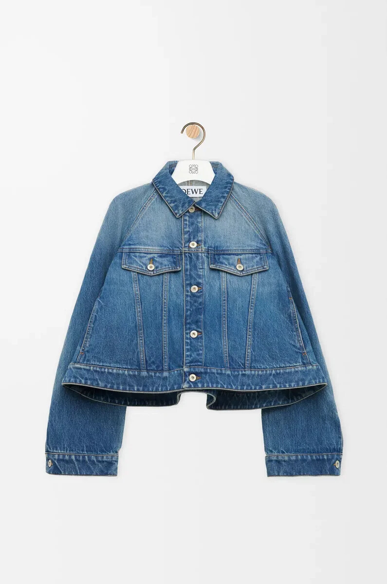 chaqueta trapecio en denim azul denim