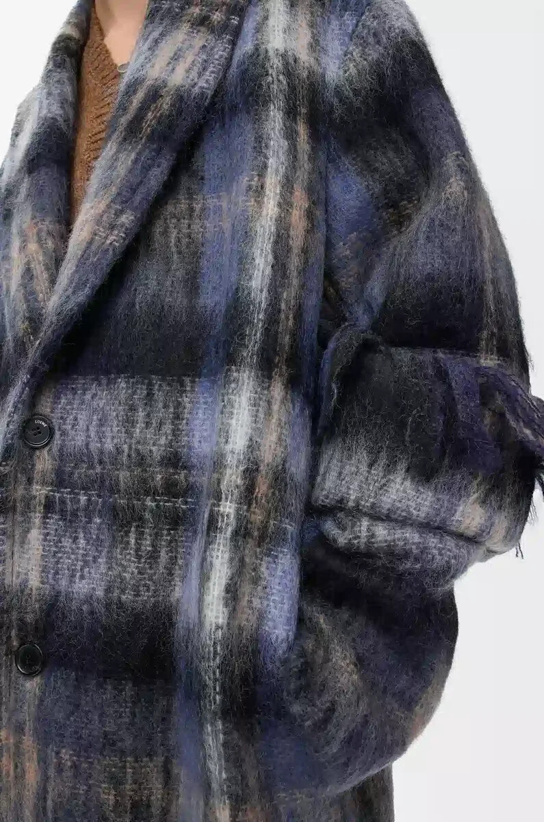 abrigo en mezcla de mohair y lana azulmulticolor