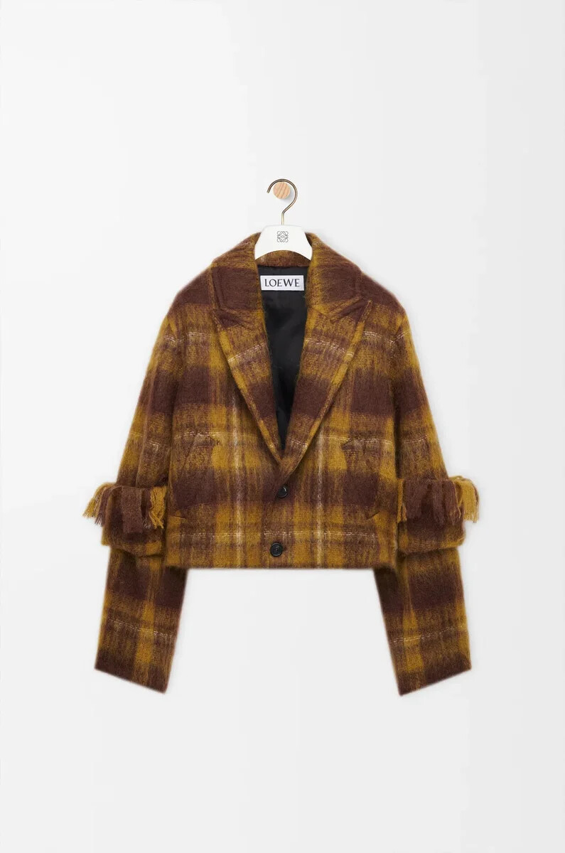 chaqueta en mezcla de mohair y lana amarillomulticolor