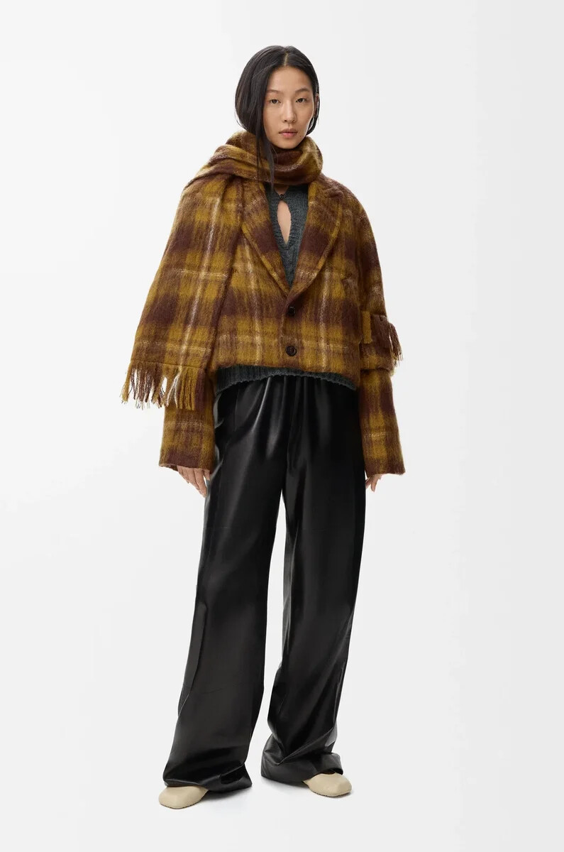chaqueta en mezcla de mohair y lana amarillomulticolor
