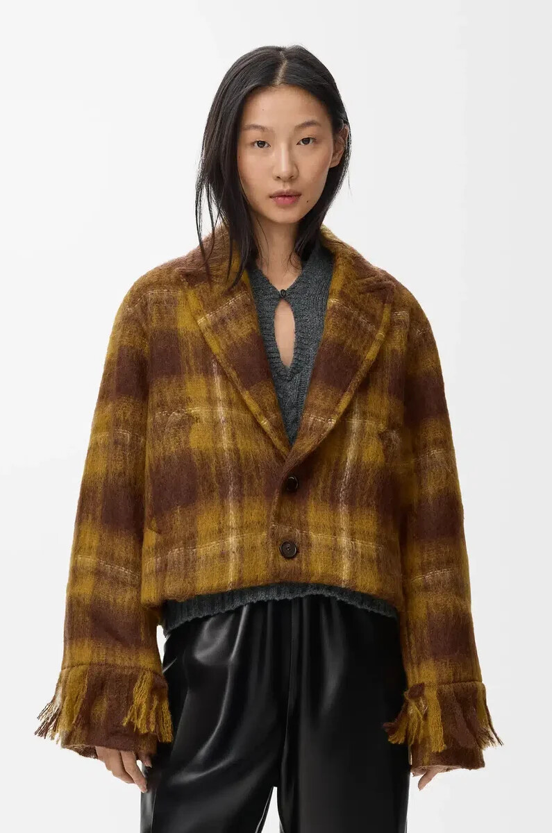 chaqueta en mezcla de mohair y lana amarillomulticolor