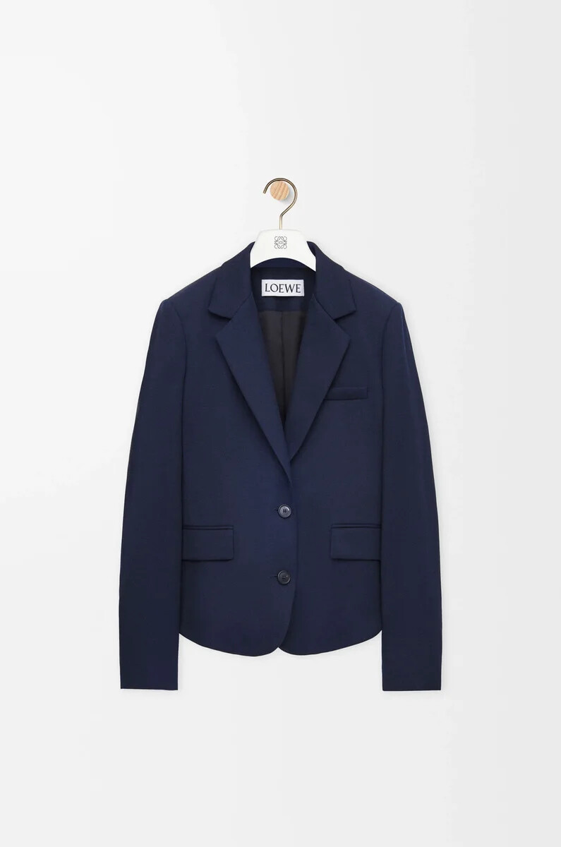 chaqueta sastre de lana azul marino