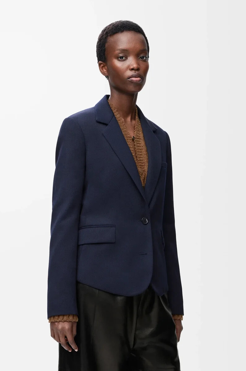 chaqueta sastre de lana azul marino