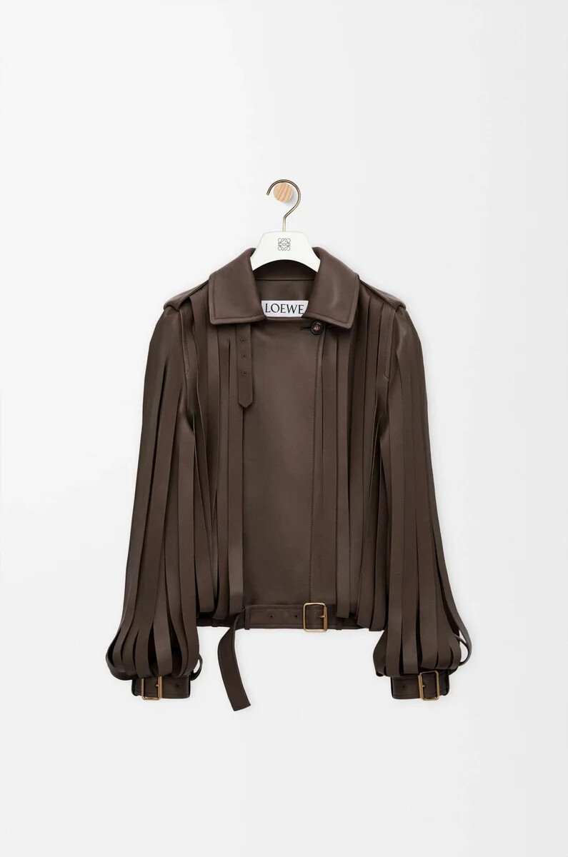 chaqueta de piel de cordero napa marrón