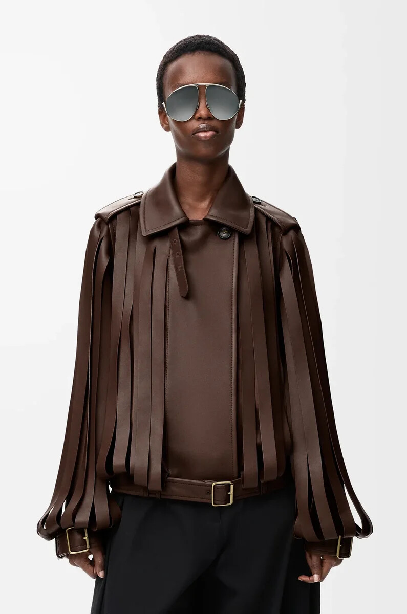 chaqueta de piel de cordero napa marrón
