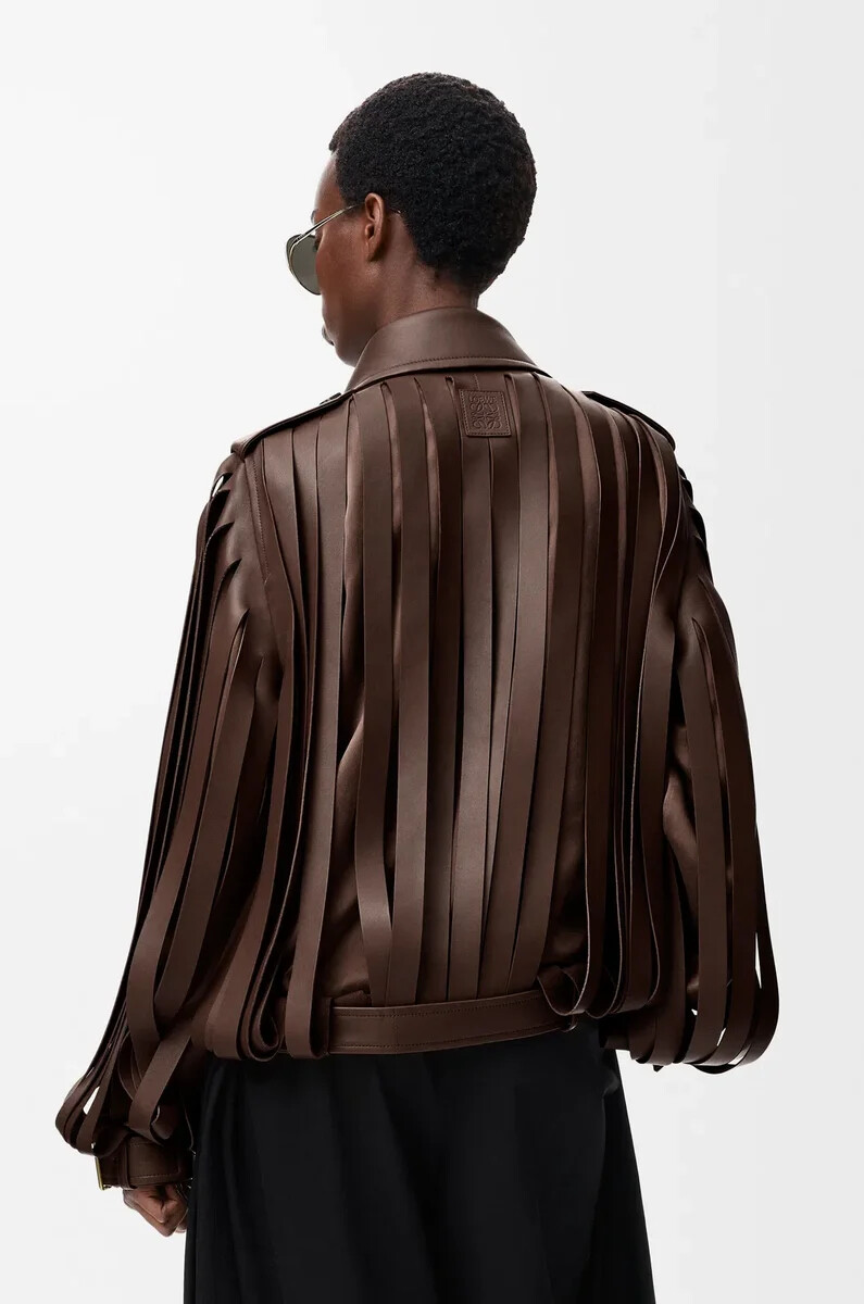 chaqueta de piel de cordero napa marrón