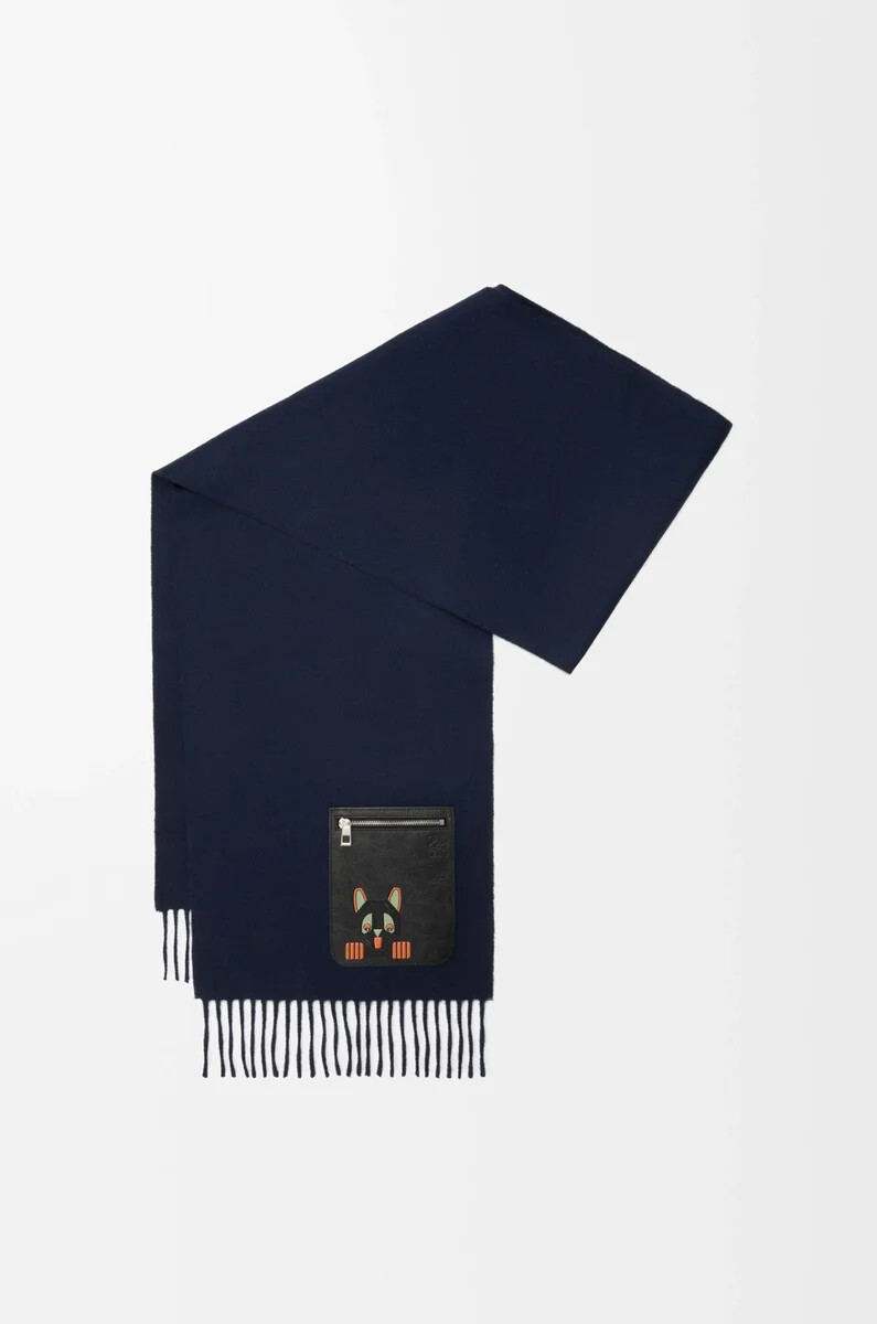 bufanda de lana y cachemira azul marino oscuro