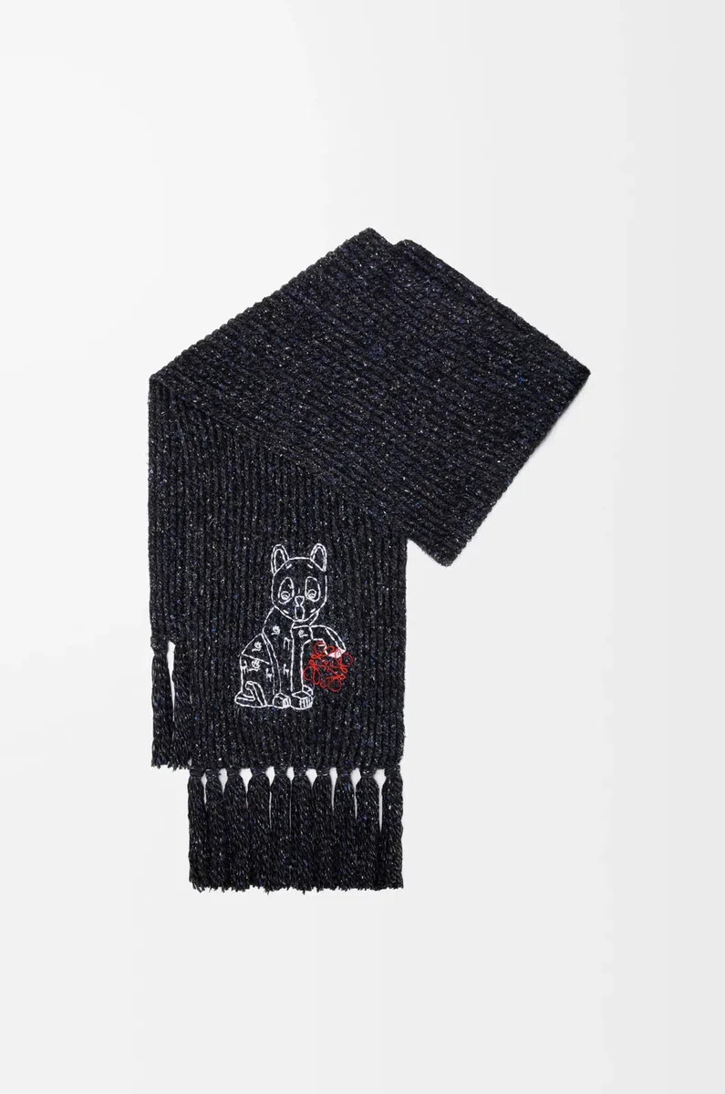 bufanda en mezcla de lana seda y alpaca black melange
