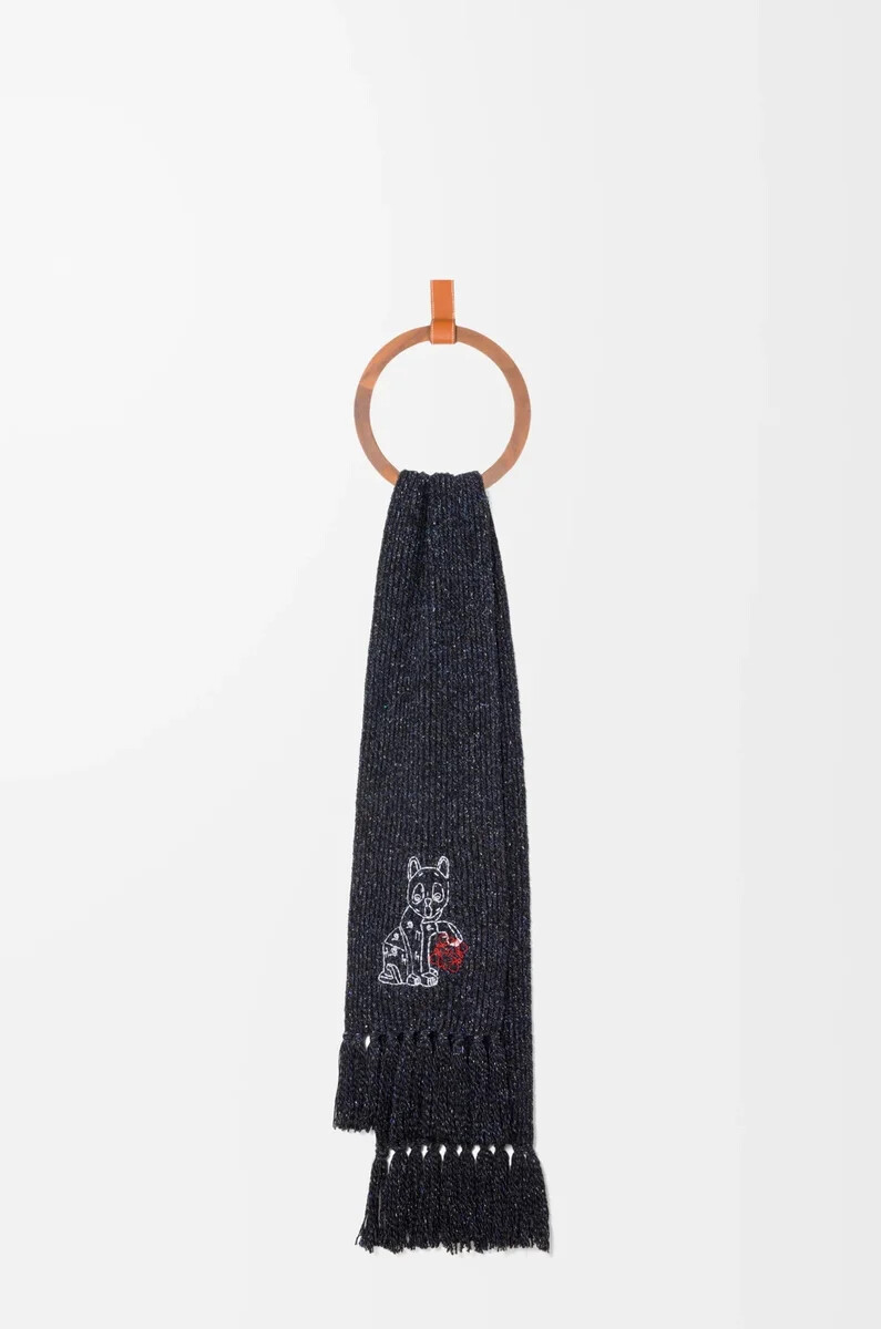 bufanda en mezcla de lana seda y alpaca black melange