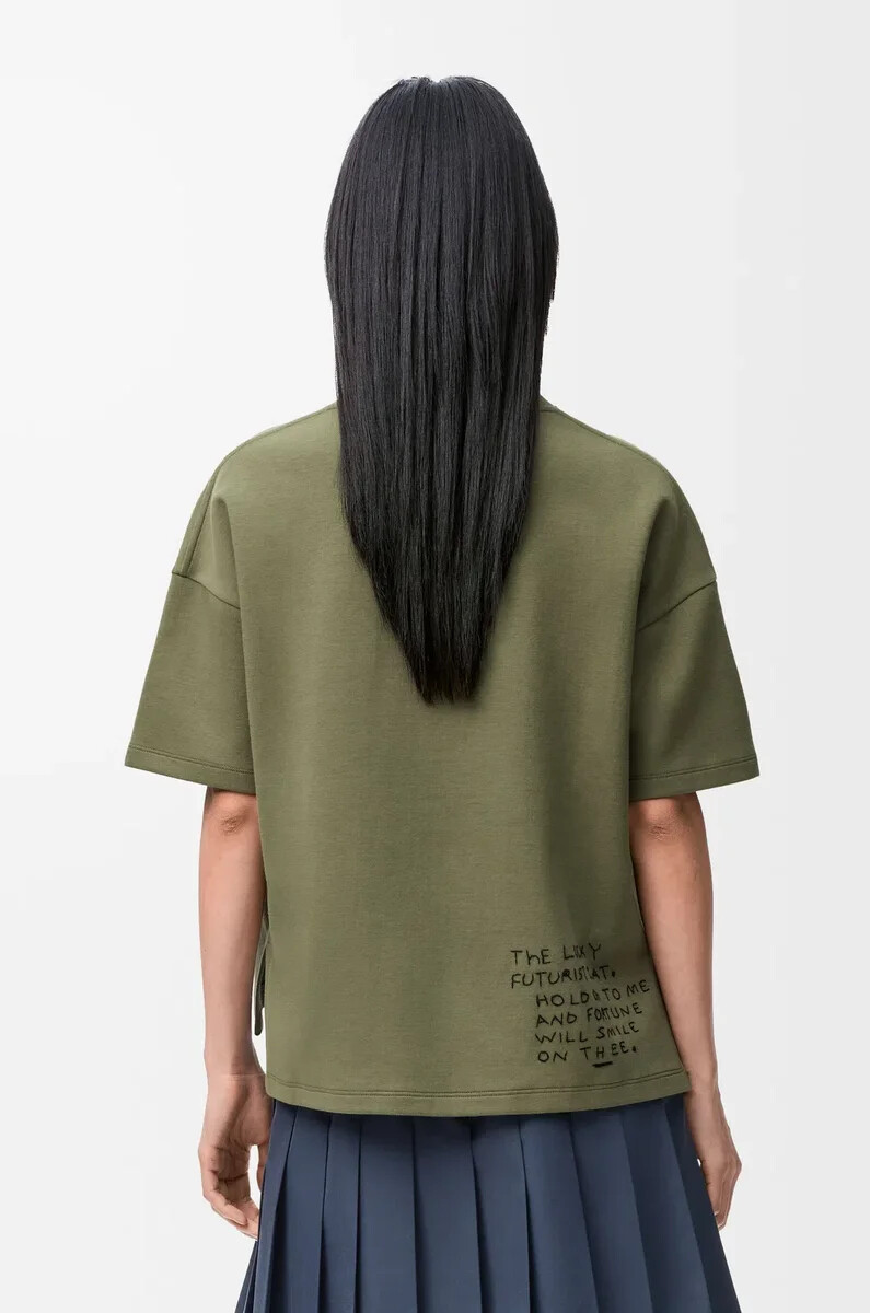 camiseta de corte regular en mezcla de algodón verde caqui