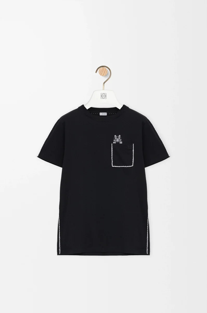 camiseta regular fit de algodón color negro