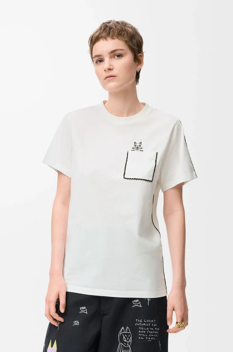 camiseta regular fit en algodón color blanco