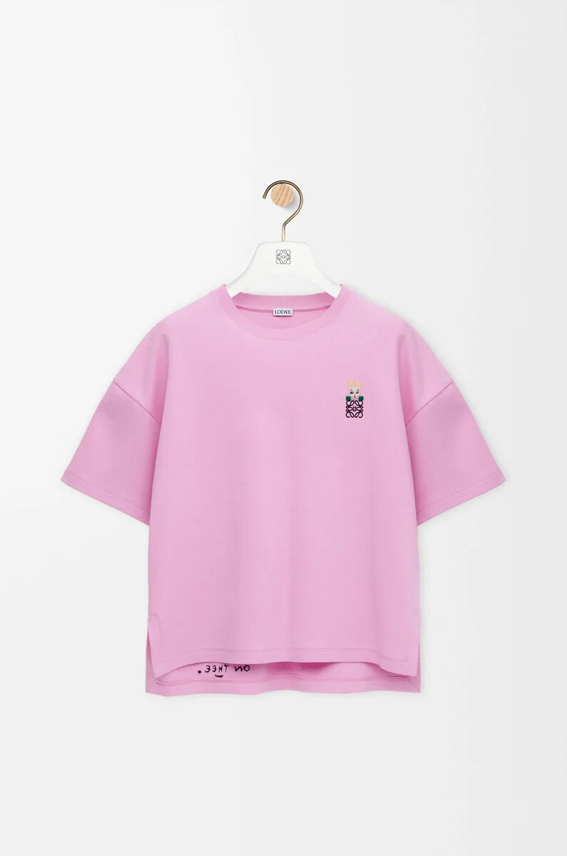 camiseta de corte regular en mezcla de algodón rosa