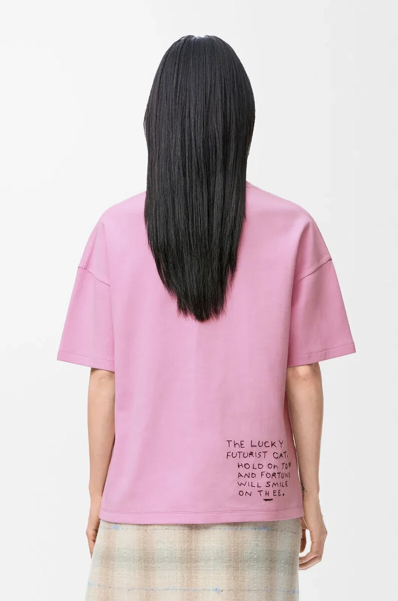 camiseta de corte regular en mezcla de algodón rosa