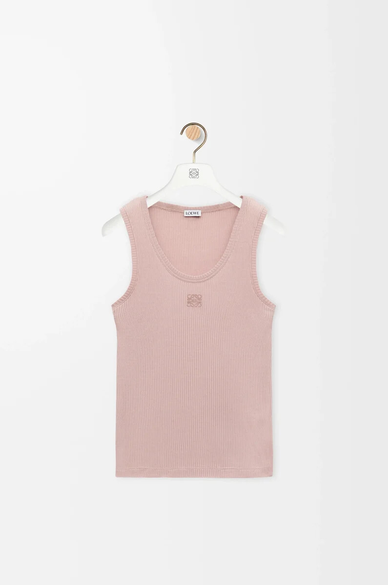 camiseta de tirantes con anagrama en seda rosa claro