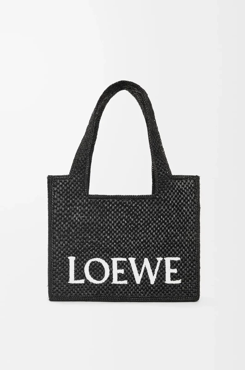 bolso tote mediano loewe font de rafia negro